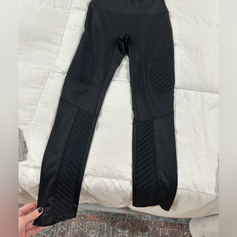 Stella Luce black faux leather moto leggings